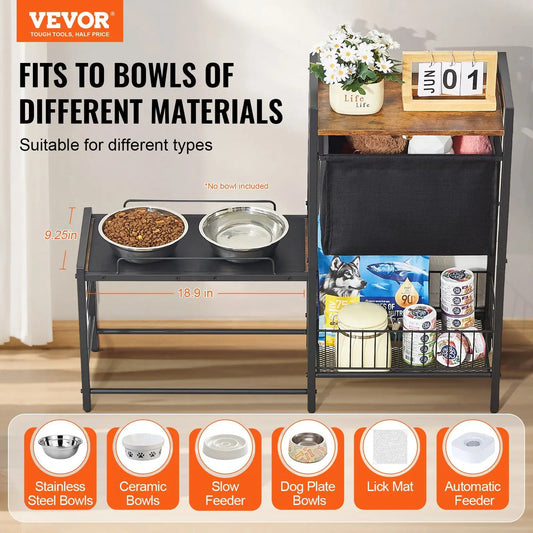 Dog Food and Bowl Organizer Station