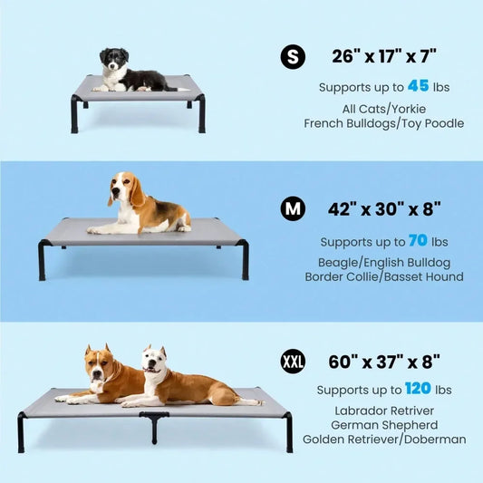 Dog Bed, Cooling Raised Pet Cot with Chew Proof Mesh Fabric A