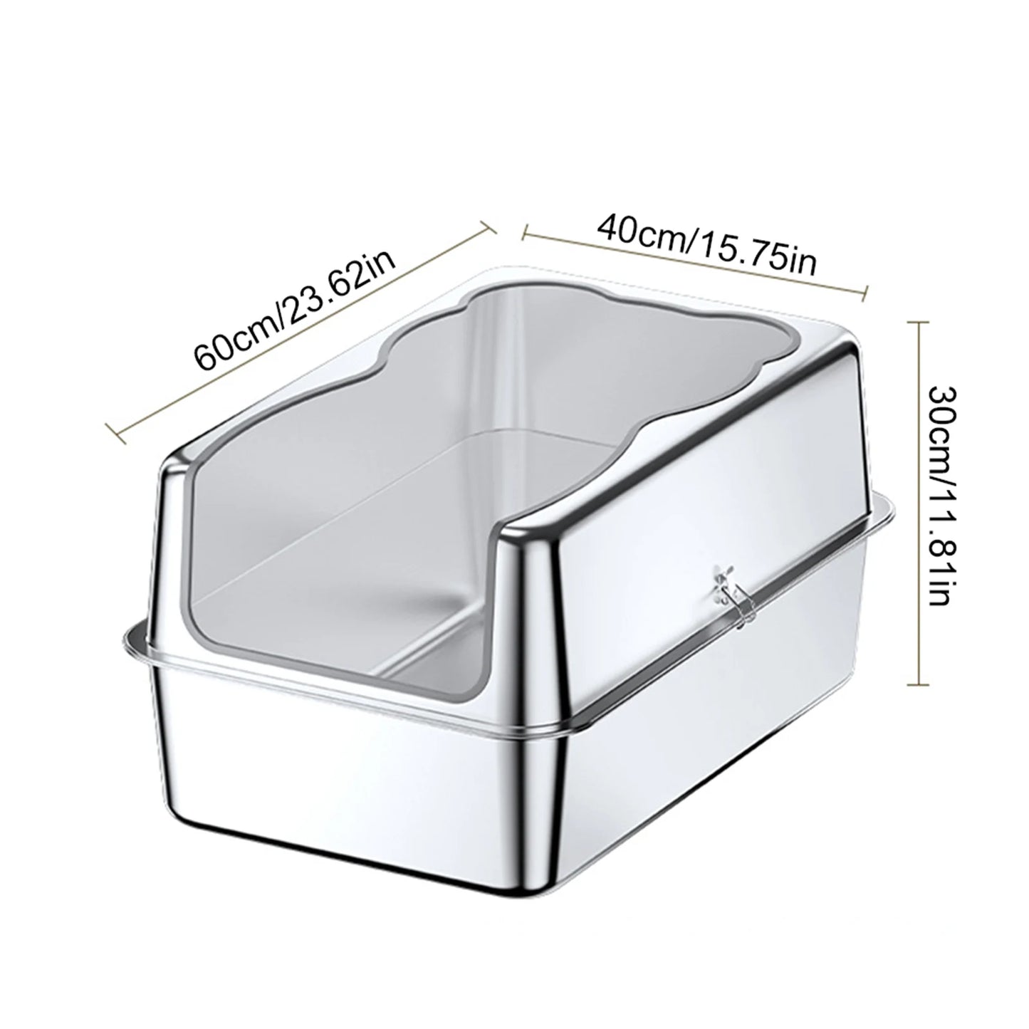 Extra Large Stainless Stell Cat Litter Box with Lid Sifting Litter Box High Sided