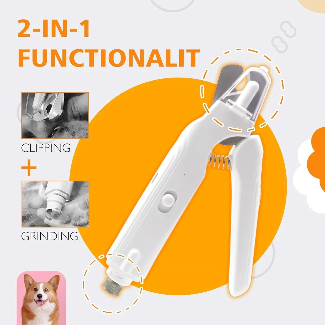 Pet Nail Clippers, Quiet Pet Nail Grinder with 2 LED Lights
