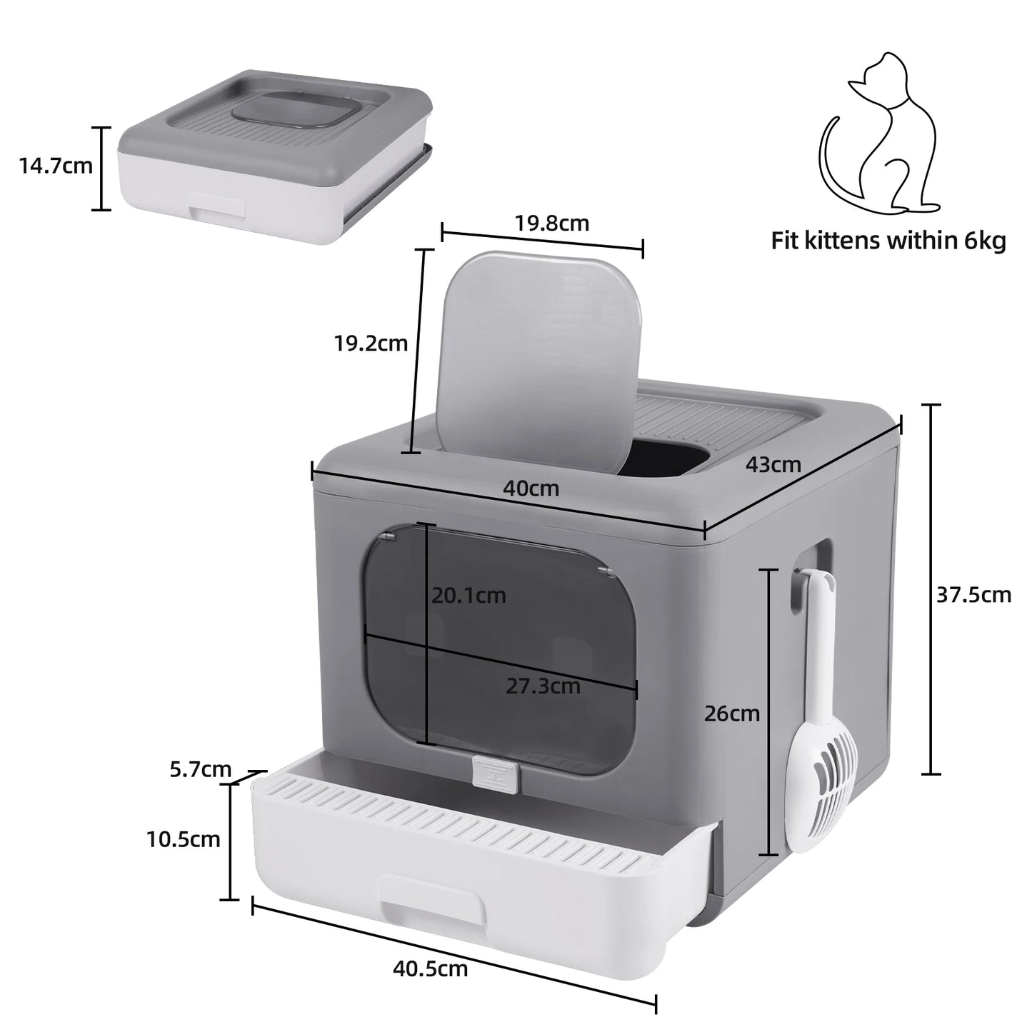 Cat Litter Box with Scoop and Tray Sifting