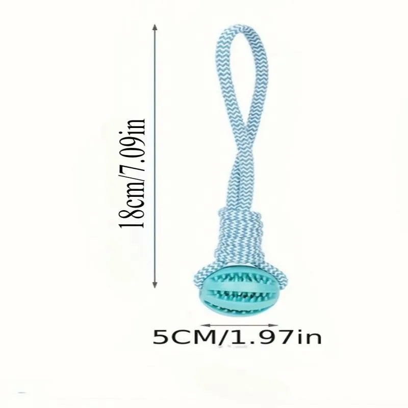 Cotton Rope & Rubber Dog Chew Ball and Treat Dispenser Toy.