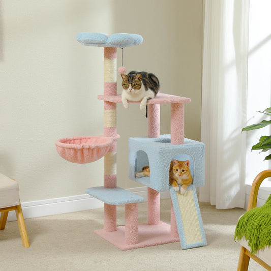 Flower Cat Tree Multi-Level Cat Tower with Sisal Covered Scratching Posts.