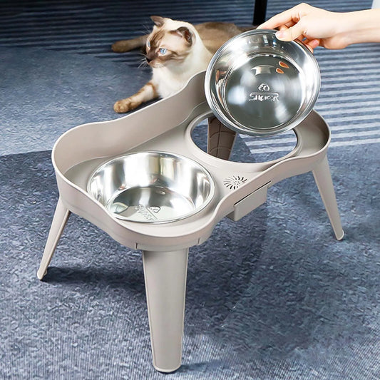 Raised Stand Elevated Dog Feeder Non-Slip and No Spill Design Bowl