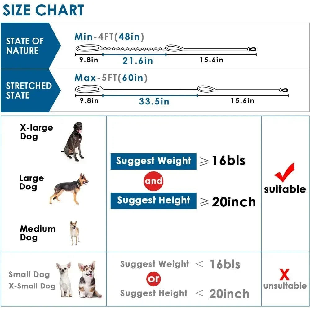 Dog Leash Comfortable Padded Heavy Duty Bungee No Pull Reflective Lead