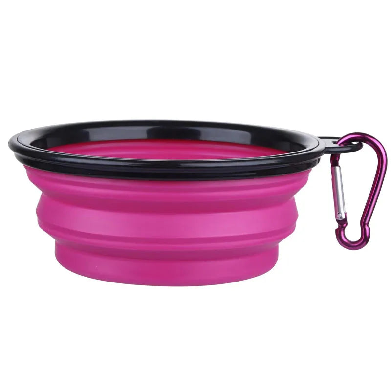 Folding Portable Silicone Dog Feeder Bowl. 2 In 1 Pet Dispenser Travel Dog Bowel