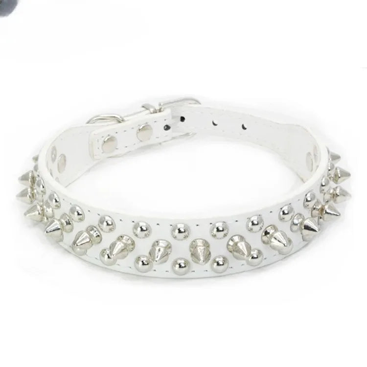 Adjustable Leather Pet Dog Collar Neck Strap. Leather Punk Rivet Spiked Dog Collar Pet Collars for Small Dog Cat