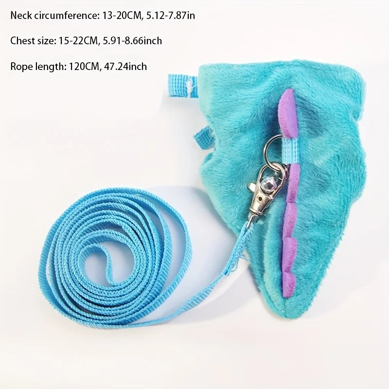 Ferret Lead Rope Vest Type. Adjustable Pet Rope Cute Dinosaur Shape with Bell for Walking Mice