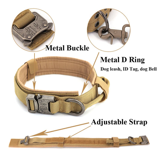 Tactical Dog Collar And Leash Set Control Handle Pet Lead Collar For Small Big Dogs