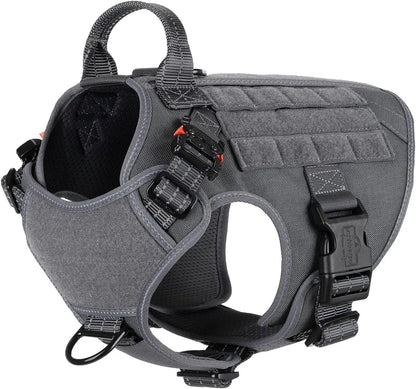 No-Pull Tactical Dog Harness with Handle & MOLLE Vest Adjustable