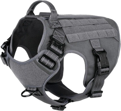 No-Pull Tactical Dog Harness with Handle & MOLLE Vest Adjustable