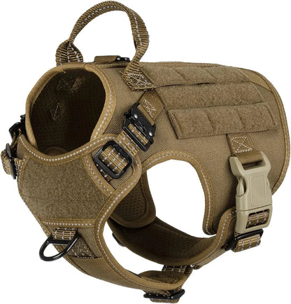 No-Pull Tactical Dog Harness with Handle & MOLLE Vest Adjustable