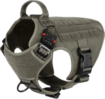 No-Pull Tactical Dog Harness with Handle & MOLLE Vest Adjustable