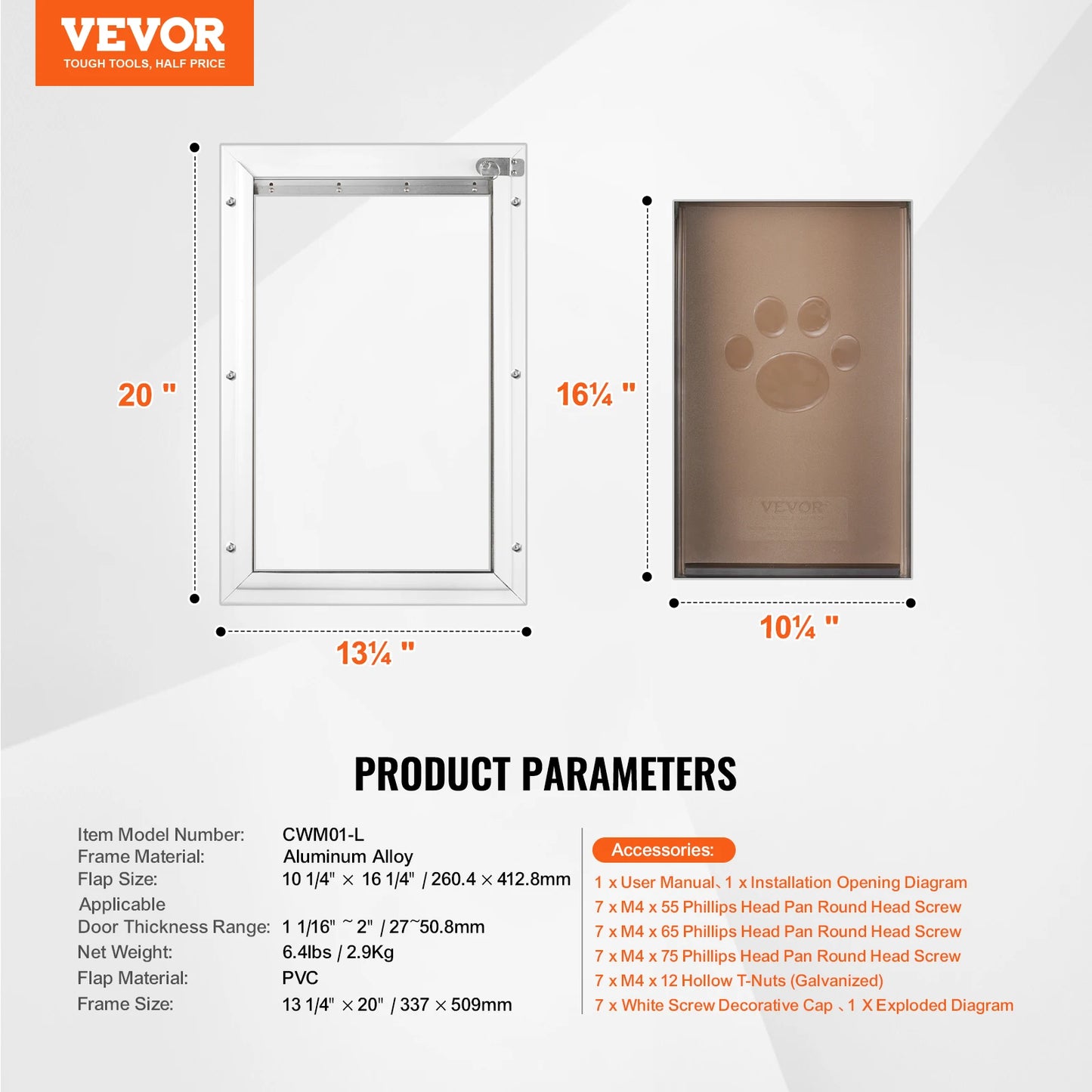 SucceBuy Pet Door Aluminum Frame with Lock and Flap System