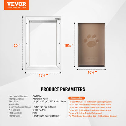 SucceBuy Pet Door Aluminum Frame with Lock and Flap System