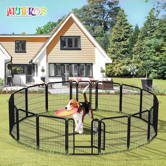 Dog Playpen with Door, Outdoor/Indoor Foldable door