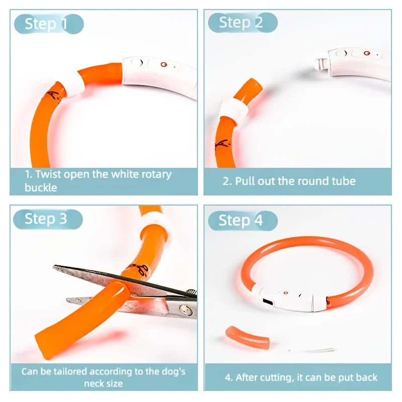 New LED Dog Collar USB Rechargeable，