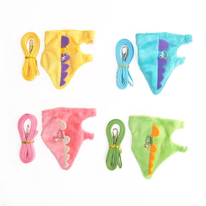 Ferret Lead Rope Vest Type. Adjustable Pet Rope Cute Dinosaur Shape with Bell for Walking Mice