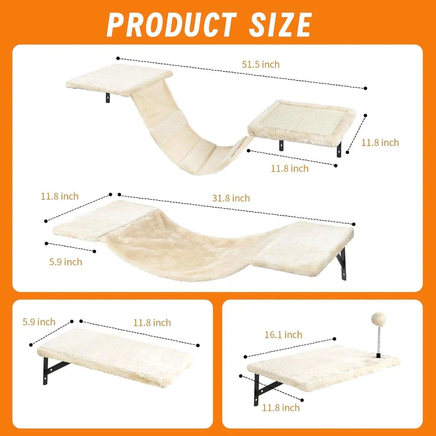 Wall-Mounted Cat Climber Set with Shelves,