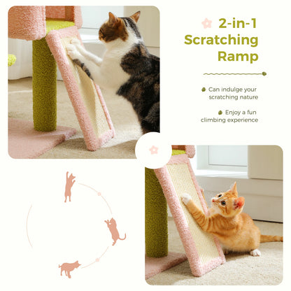 Flower Cat Tree Multi-Level Cat Tower with Sisal Covered Scratching Posts.