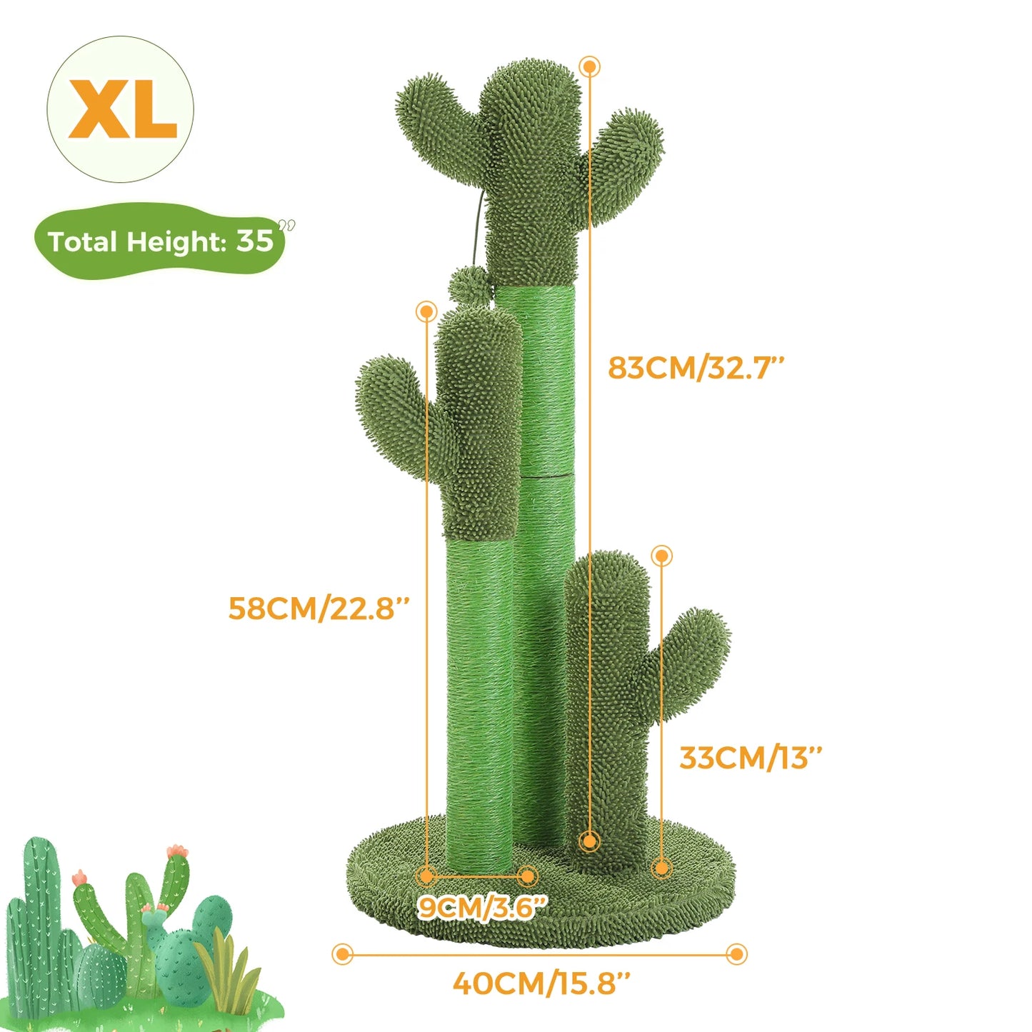Cat Scratching Post with 3 Natural Scratching Poles and Interactive Dangling Ball,
