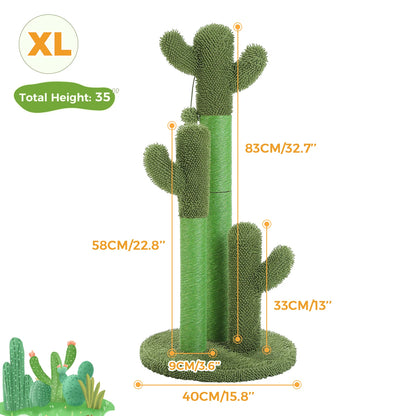 Cat Scratching Post with 3 Natural Scratching Poles and Interactive Dangling Ball,