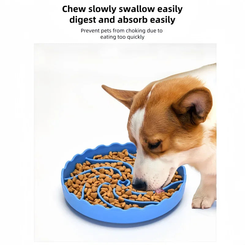 Dog Slow Food Bowl Food Grade Silicone Pet Slow Feeder Bowl with Suction Mat