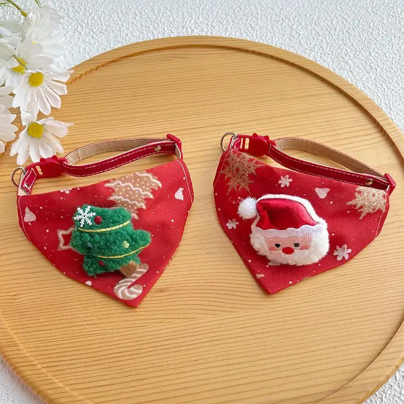 Adjustable Christmas New Pet Triangle Scarf Collar Cute Cat Christmas Accessories Dog Neck Collar Red Elk Necker chief