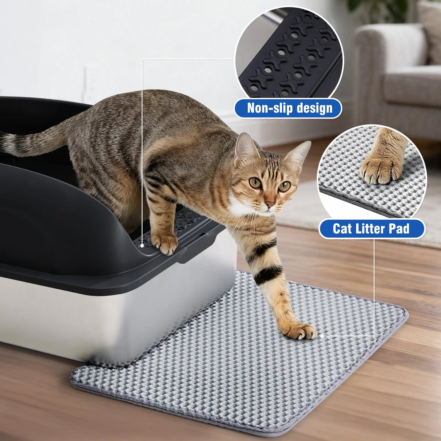 JHK Stainless 24IN Steel Cat Litter Box with Lid Large Cat Litter Box
