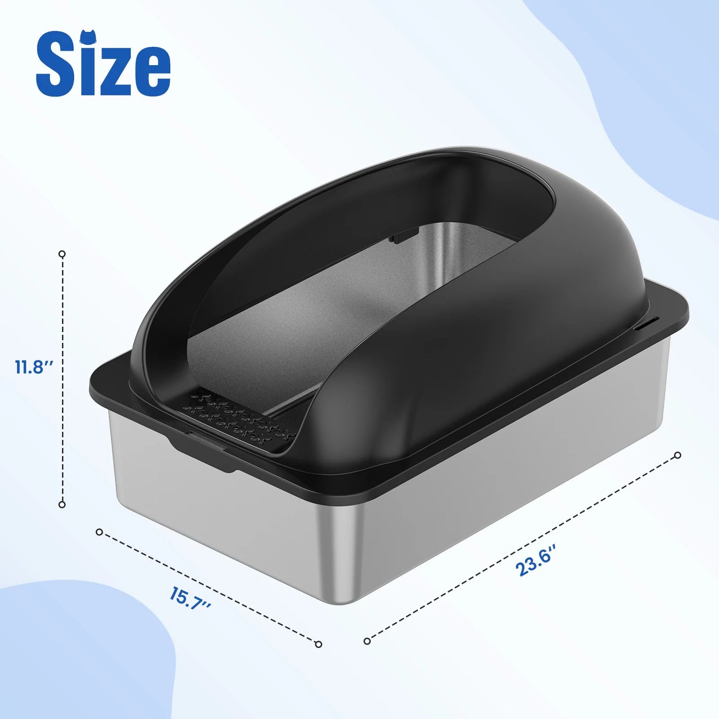 JHK Stainless 24IN Steel Cat Litter Box with Lid Large Cat Litter Box