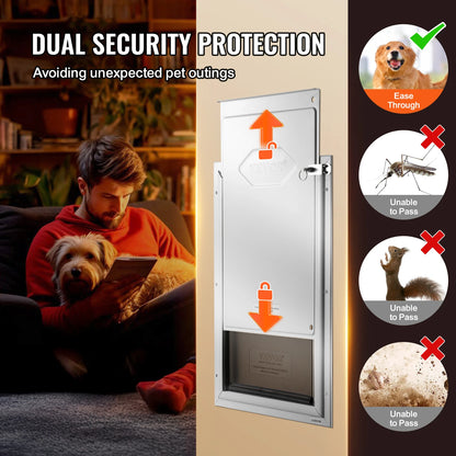 SucceBuy Pet Door Aluminum Frame with Lock and Flap System