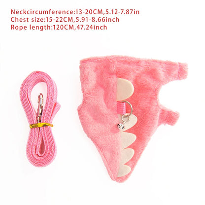 Ferret Lead Rope Vest Type. Adjustable Pet Rope Cute Dinosaur Shape with Bell for Walking Mice