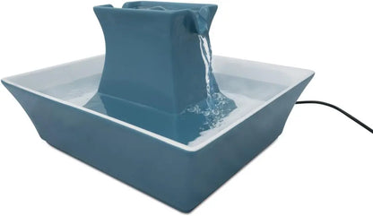 Ceramic Pet Water Fountain with Dual Streams, Elevated Bowl, 70 oz Capacity for Cats and Dogs