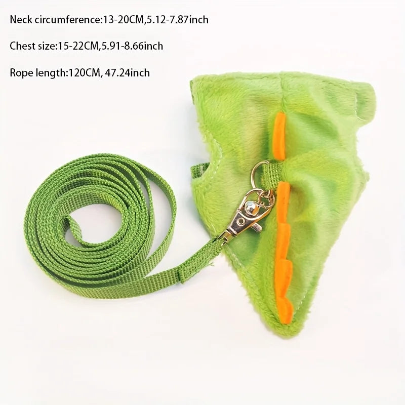 Ferret Lead Rope Vest Type. Adjustable Pet Rope Cute Dinosaur Shape with Bell for Walking Mice