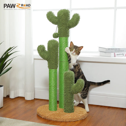 Cat Scratching Post with 3 Natural Scratching Poles and Interactive Dangling Ball,