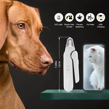 Pet Nail Clippers, Quiet Pet Nail Grinder with 2 LED Lights