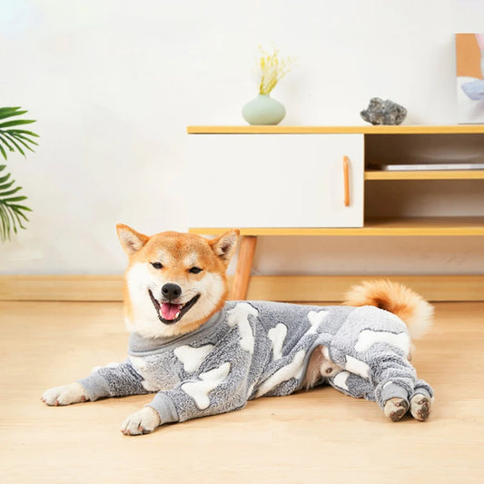 Warm Fleece Puppy Dog Pajamas Pet Overalls Costumes For Small Medium Large Dogs French Bulldog