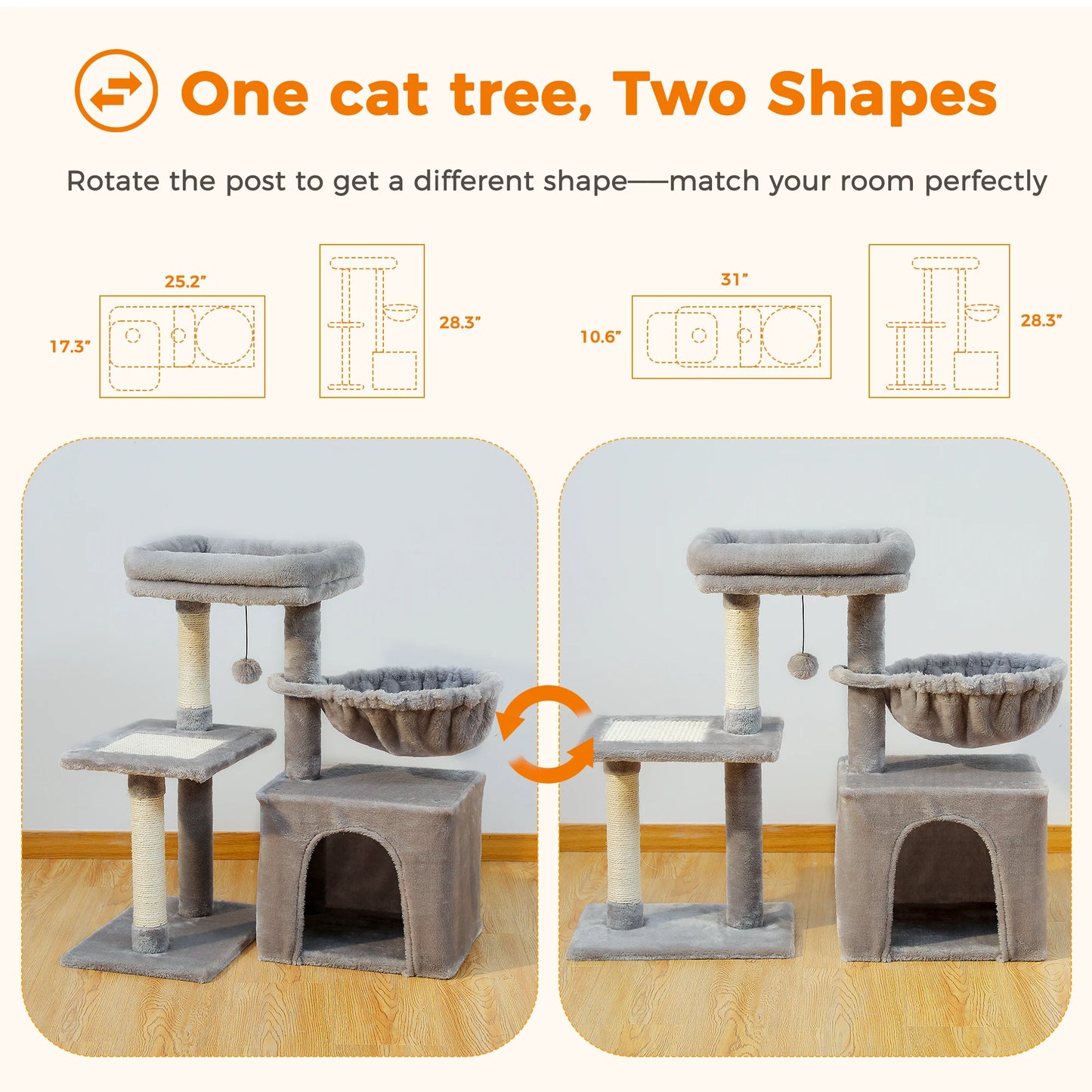 Cat tree Cat Tower for Indoor Cats 2 Styles Cat Activity Tree with Cat Scratching Posts