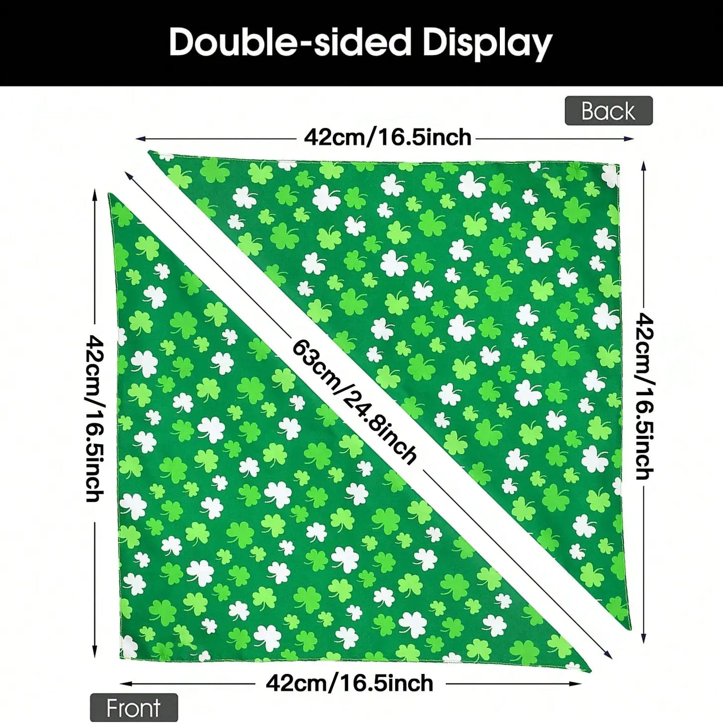 Green Shamrock & Stripe Reversible Triangle Pet Bandana for Dogs and Cats