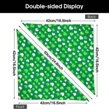 Green Shamrock & Stripe Reversible Triangle Pet Bandana for Dogs and Cats