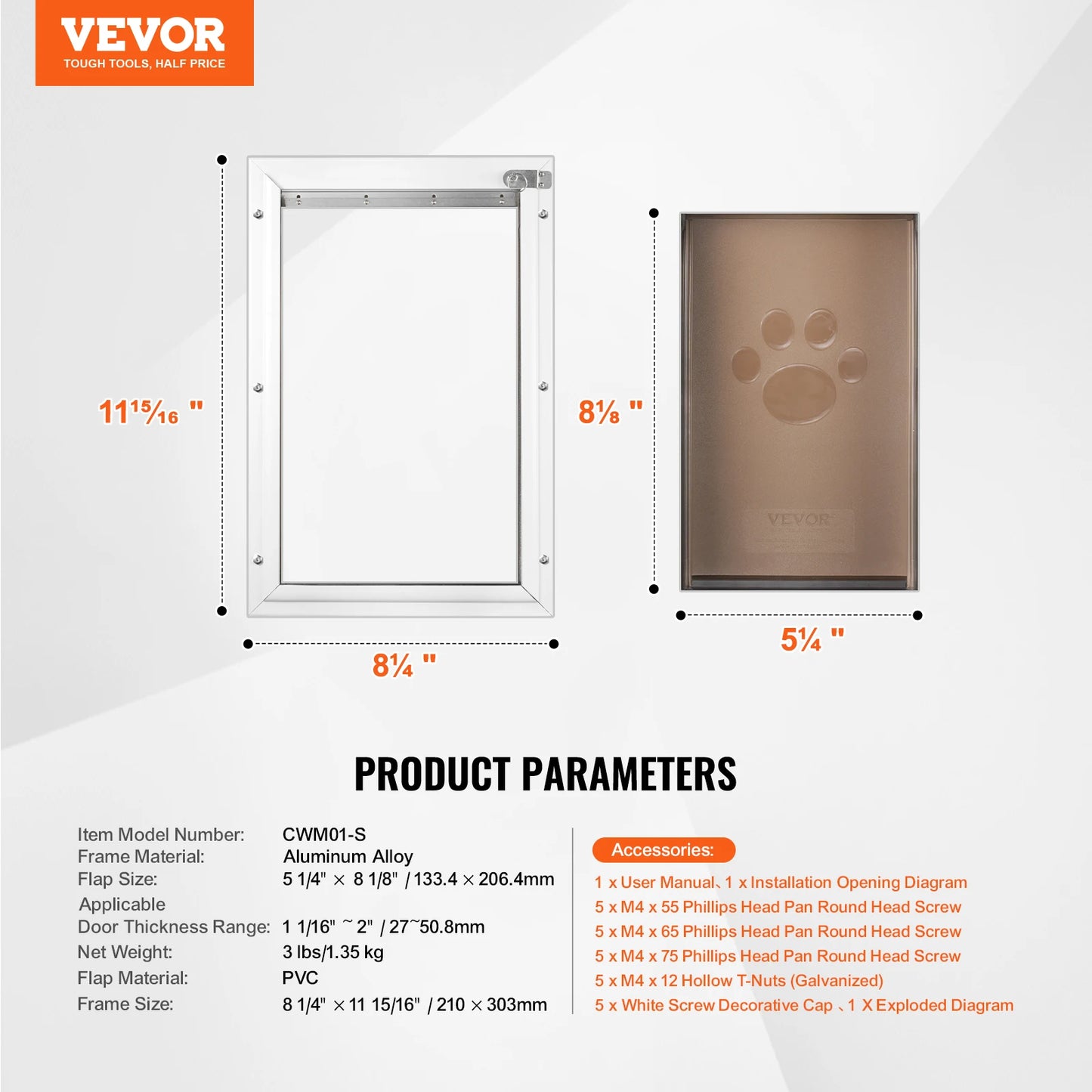 SucceBuy Pet Door Aluminum Frame with Lock and Flap System