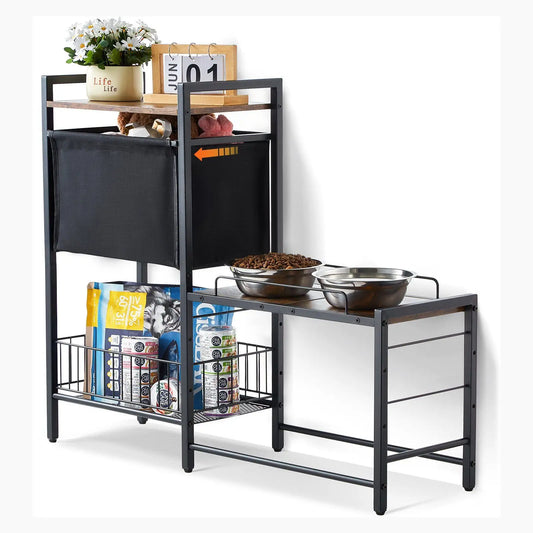 Dog Food and Bowl Organizer Station