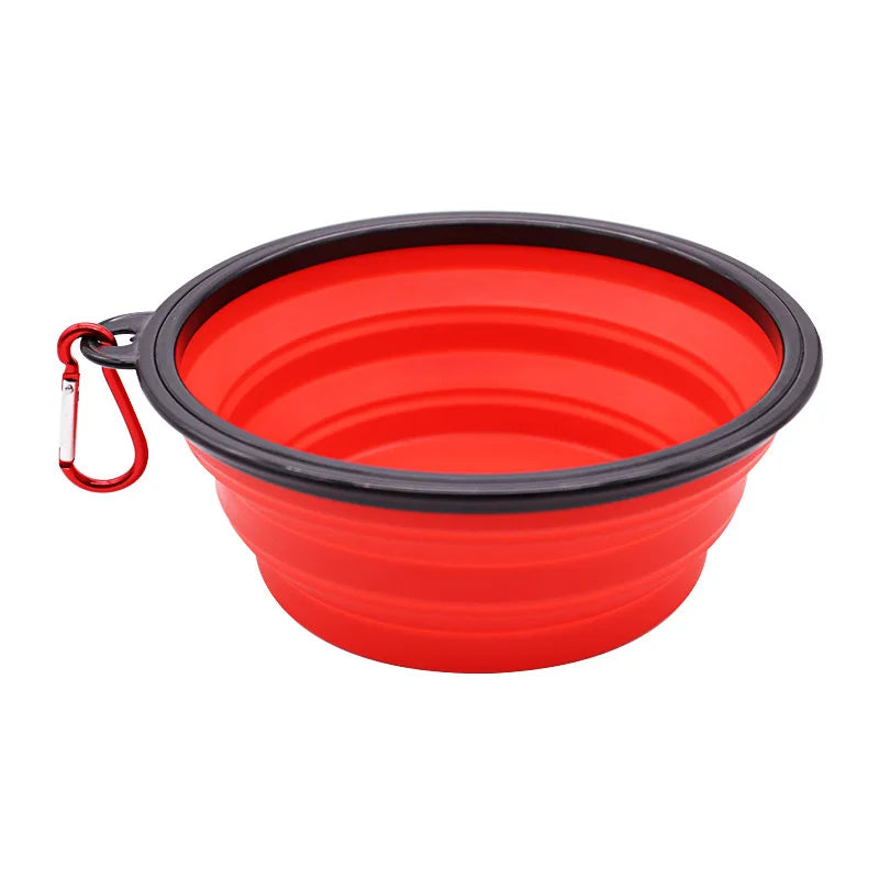Folding Portable Silicone Dog Feeder Bowl.  2 In 1 Pet Dispenser Travel Dog Bowel