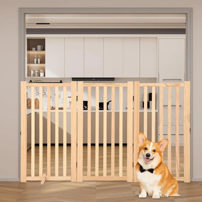 Freestanding Dog Gate, Foldable Pet Gate with Support Feet,