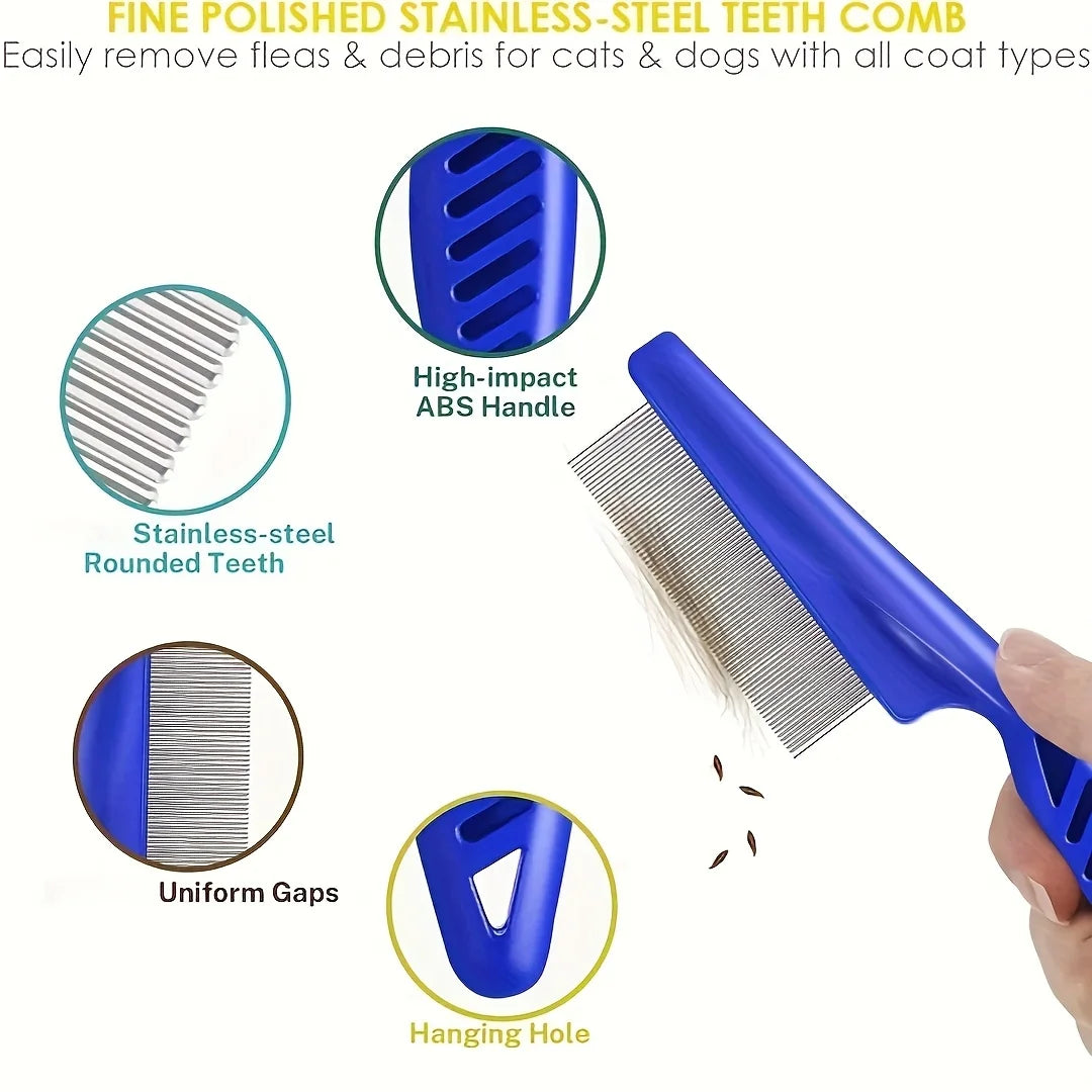 Flea and Lice Combs, Stainless Steel Rabbit Dog Cat Grooming Comb