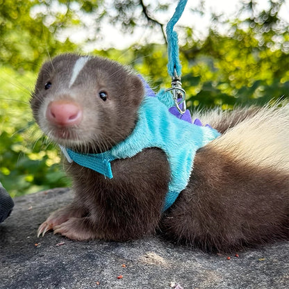 Ferret Lead Rope Vest Type. Adjustable Pet Rope Cute Dinosaur Shape with Bell for Walking Mice