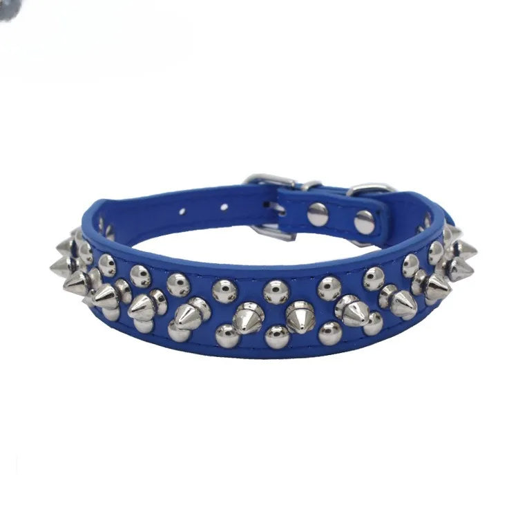 Adjustable Leather Pet Dog Collar Neck Strap. Leather Punk Rivet Spiked Dog Collar Pet Collars for Small Dog Cat