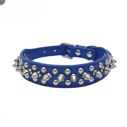 Adjustable Leather Pet Dog Collar Neck Strap. Leather Punk Rivet Spiked Dog Collar Pet Collars for Small Dog Cat