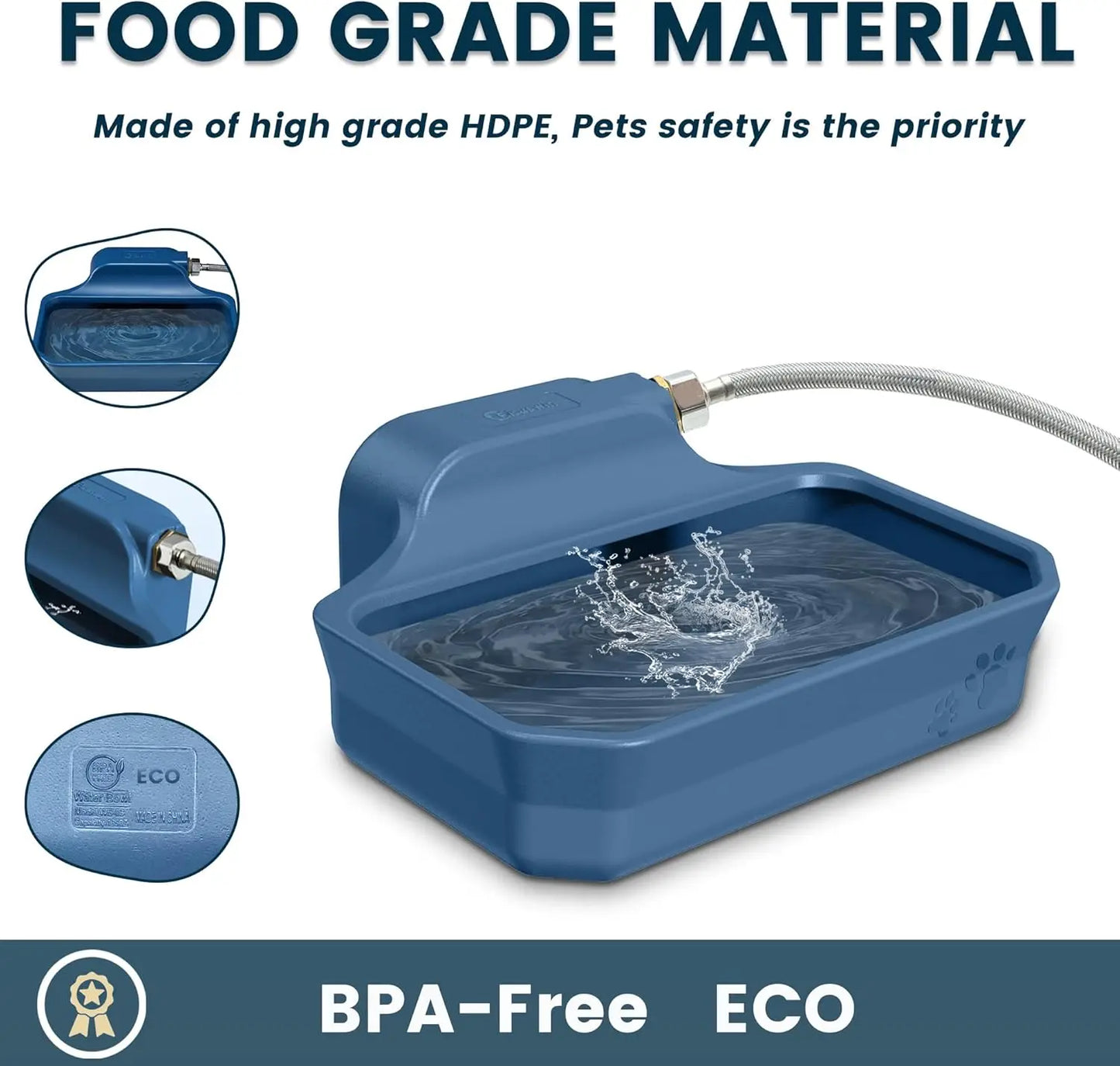 Automatic Pet Water Dispenser, 1 Gallon Auto-Fill Bowl for Dogs/Cats Indoor/Outdoor, BPA-Free Blue