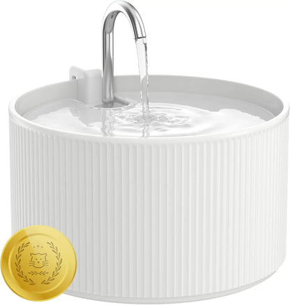 2.2L Ceramic Pet Water Fountain, Ultra-Quiet Automatic Dispenser for Cats and Small Dogs, BPA-Free
